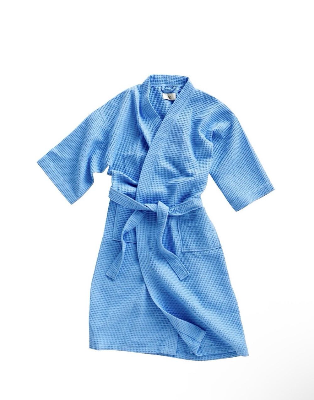 HAY Waffle Bathrobe, One Size, Sky Blue - Cotton Polyester - Luxury - Designer
